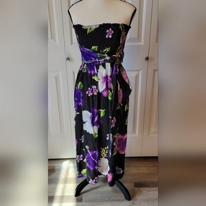 NWT Aloha Hawai swim cover-up or sundress, black purple flowers, turtle shell OS
